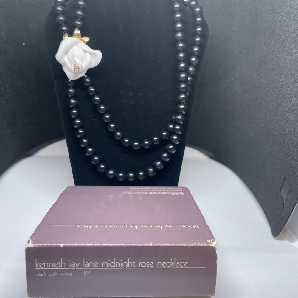 Kenneth J Lane Midnight Rose Set necklace and pierced earrings